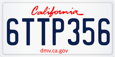 CA license plate 6TTP356