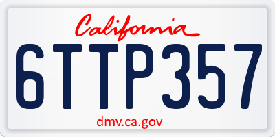 CA license plate 6TTP357