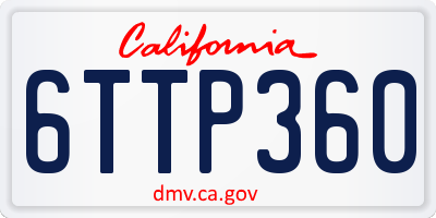 CA license plate 6TTP360
