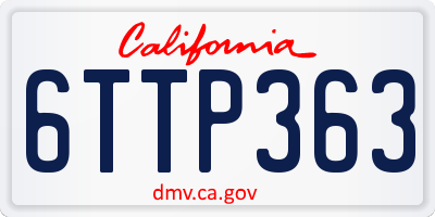 CA license plate 6TTP363