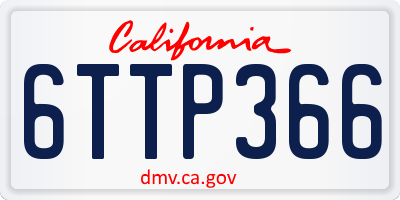 CA license plate 6TTP366