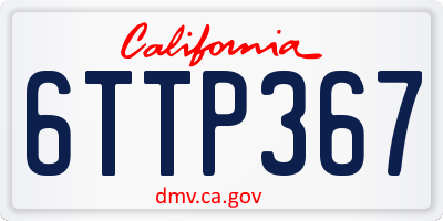 CA license plate 6TTP367