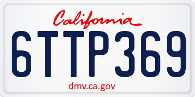 CA license plate 6TTP369
