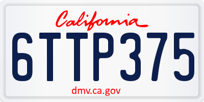 CA license plate 6TTP375