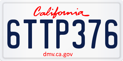 CA license plate 6TTP376