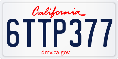 CA license plate 6TTP377