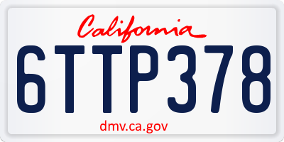 CA license plate 6TTP378