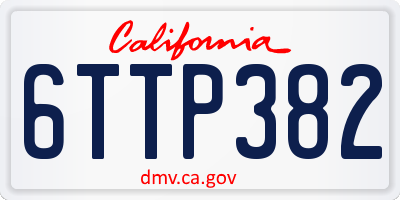 CA license plate 6TTP382