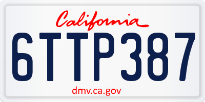 CA license plate 6TTP387