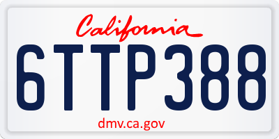 CA license plate 6TTP388