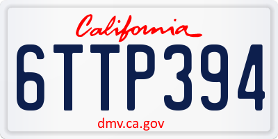 CA license plate 6TTP394