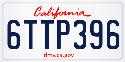 CA license plate 6TTP396