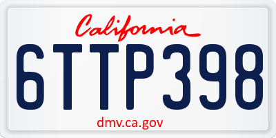 CA license plate 6TTP398