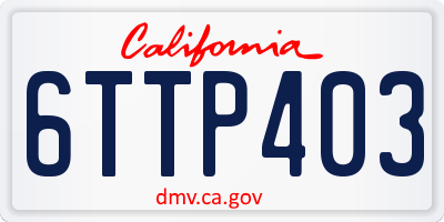 CA license plate 6TTP403