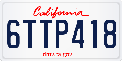 CA license plate 6TTP418