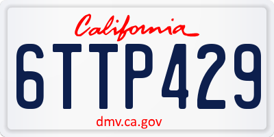 CA license plate 6TTP429