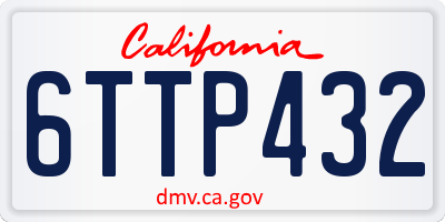 CA license plate 6TTP432