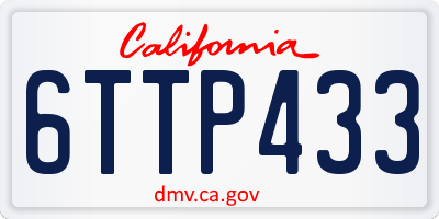 CA license plate 6TTP433