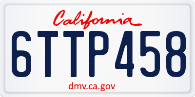 CA license plate 6TTP458