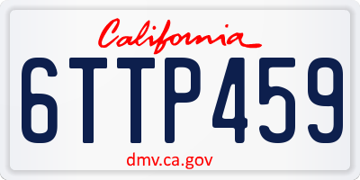 CA license plate 6TTP459