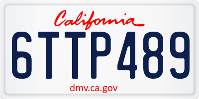 CA license plate 6TTP489