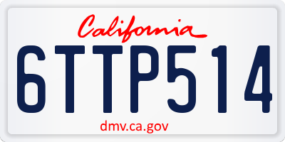 CA license plate 6TTP514