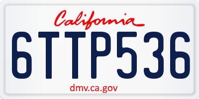 CA license plate 6TTP536