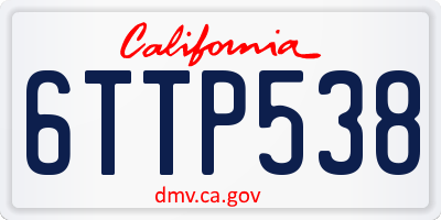 CA license plate 6TTP538