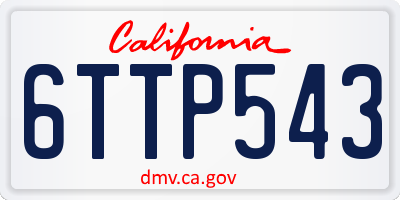 CA license plate 6TTP543