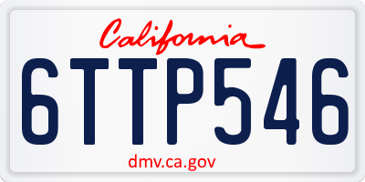 CA license plate 6TTP546