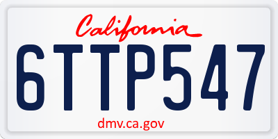CA license plate 6TTP547