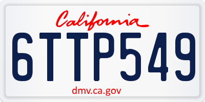 CA license plate 6TTP549