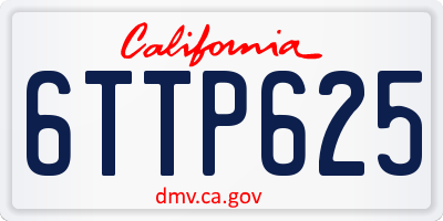 CA license plate 6TTP625