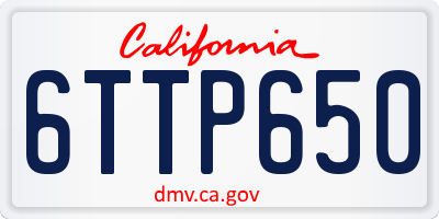 CA license plate 6TTP650