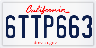 CA license plate 6TTP663