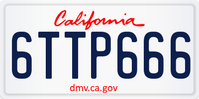 CA license plate 6TTP666