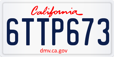 CA license plate 6TTP673