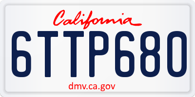 CA license plate 6TTP680