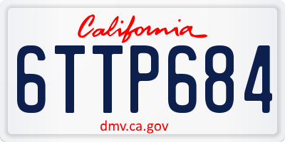 CA license plate 6TTP684
