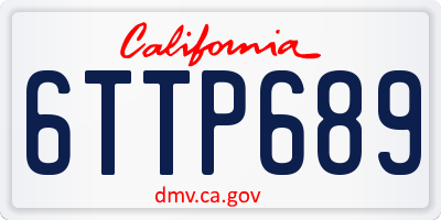 CA license plate 6TTP689