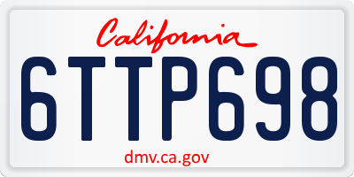 CA license plate 6TTP698