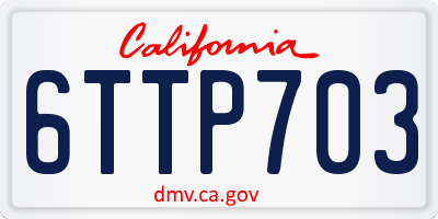 CA license plate 6TTP703