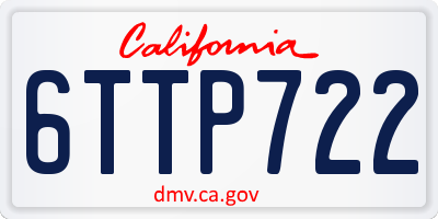 CA license plate 6TTP722