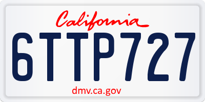 CA license plate 6TTP727