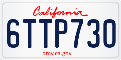 CA license plate 6TTP730