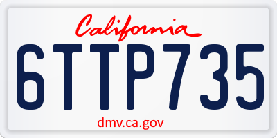 CA license plate 6TTP735