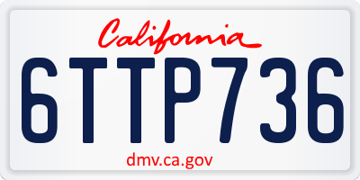 CA license plate 6TTP736