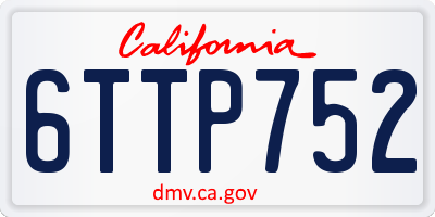 CA license plate 6TTP752