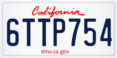 CA license plate 6TTP754