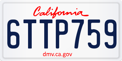 CA license plate 6TTP759